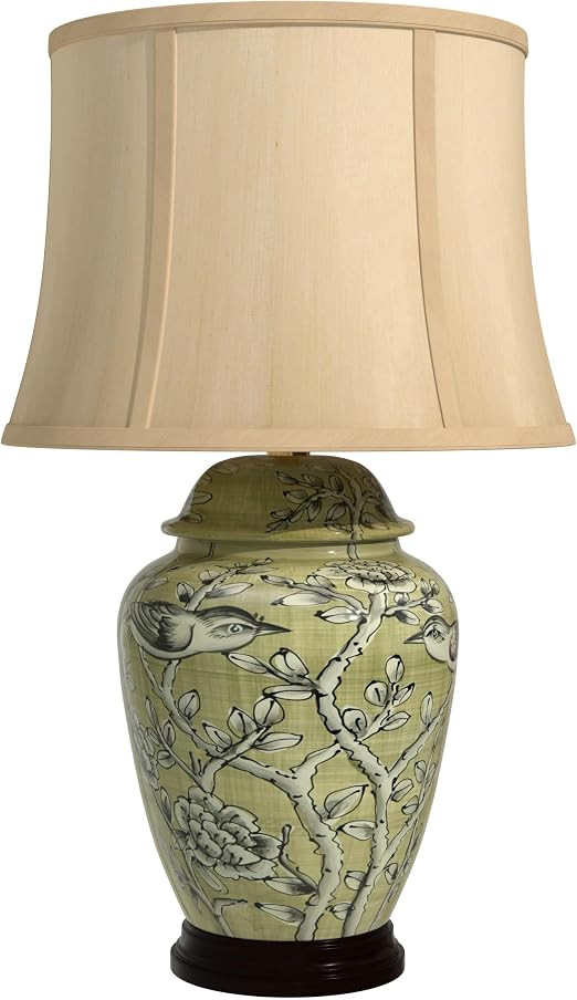 Red Lantern 25" Jade Green Birds and Flowers Lamp | Amazon (US)