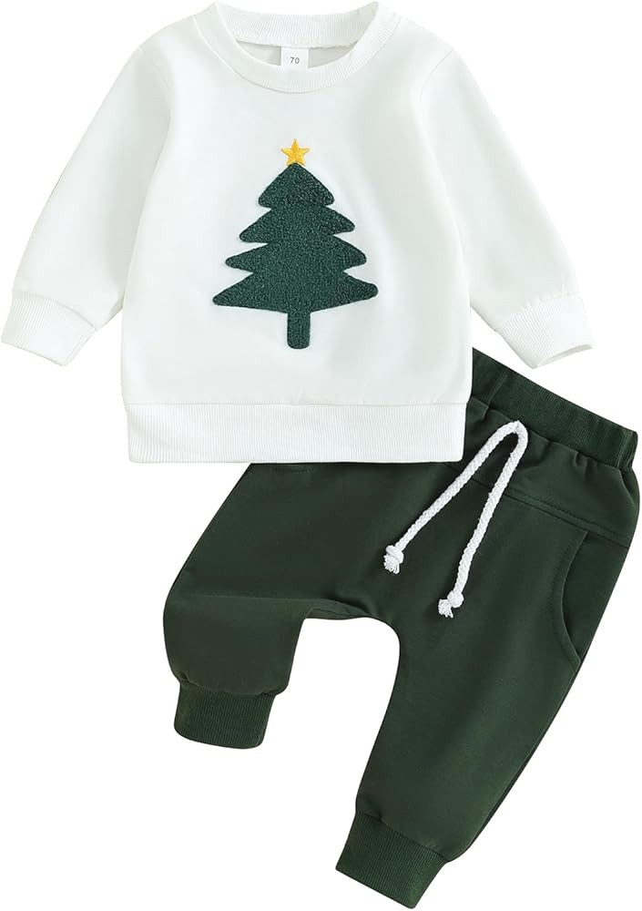 Toddler Baby Boy Girl Christmas Matching Outfits for Sister Brother Santa Sweatshirt Pants Set Fa... | Amazon (US)