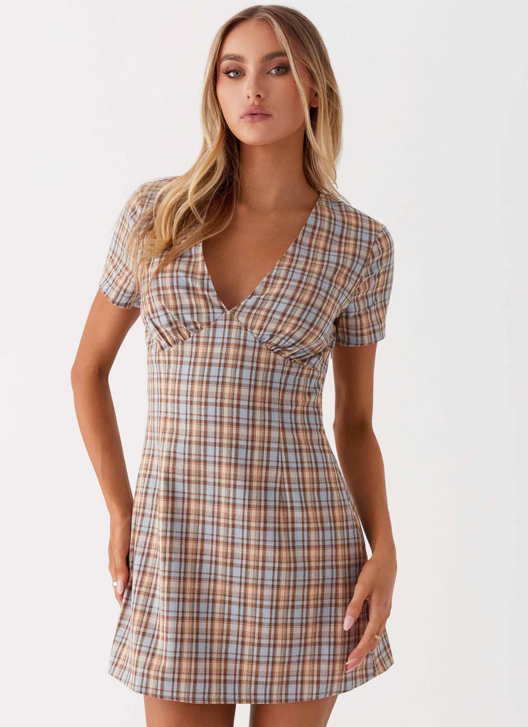 Niki Cap Sleeve Mini Dress - Check | Peppermayo (Global)