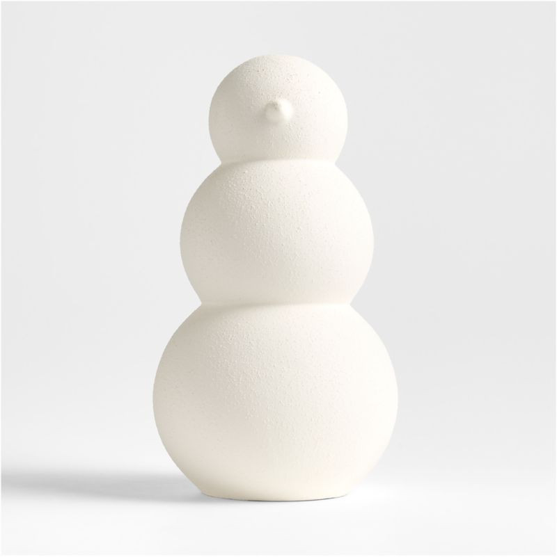 Antique White Textured Ceramic Snowman Large 13" | Crate & Barrel | Crate & Barrel