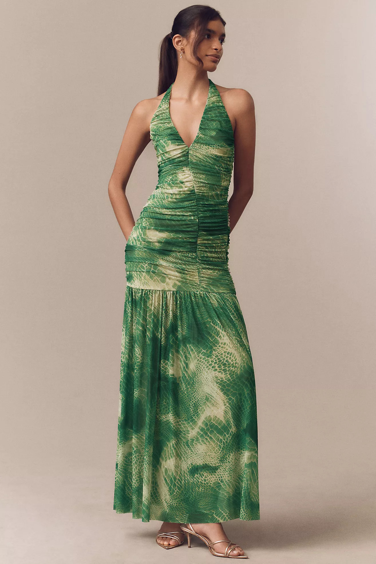 AFRM Lapointe Halter Maxi Dress | Anthropologie (US)