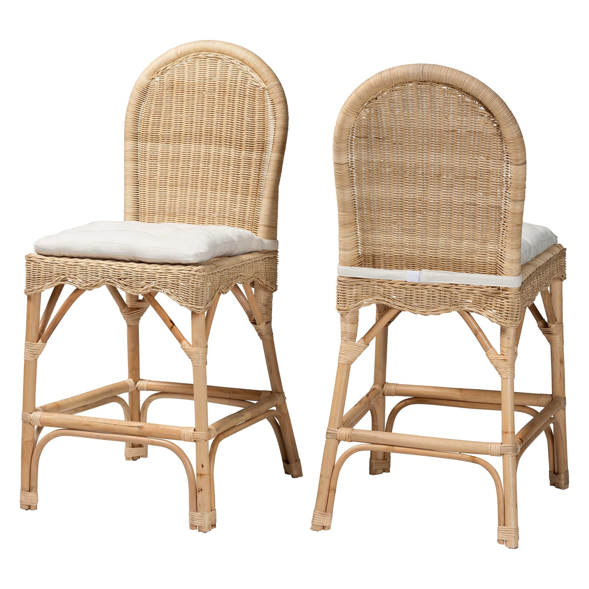 bali & pari Bilu Bohemian Natural Rattan 2-Piece Counter Stool Set | Amazon (US)