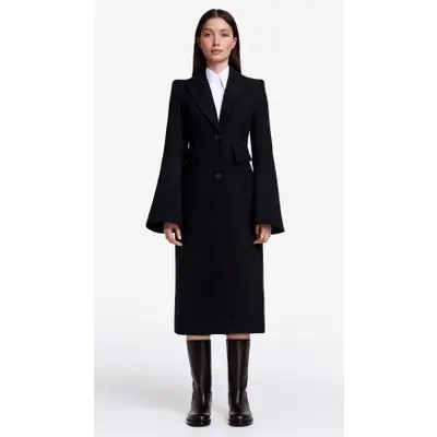 Smythe Pagoda Brando Trumpet Sleeve Coat in Black at Nordstrom, Size 14 | Nordstrom