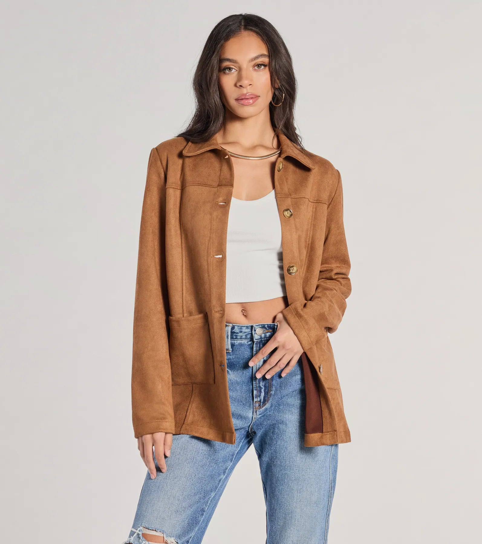 Seasonal Favorite Faux Suede Shacket | Windsor Stores