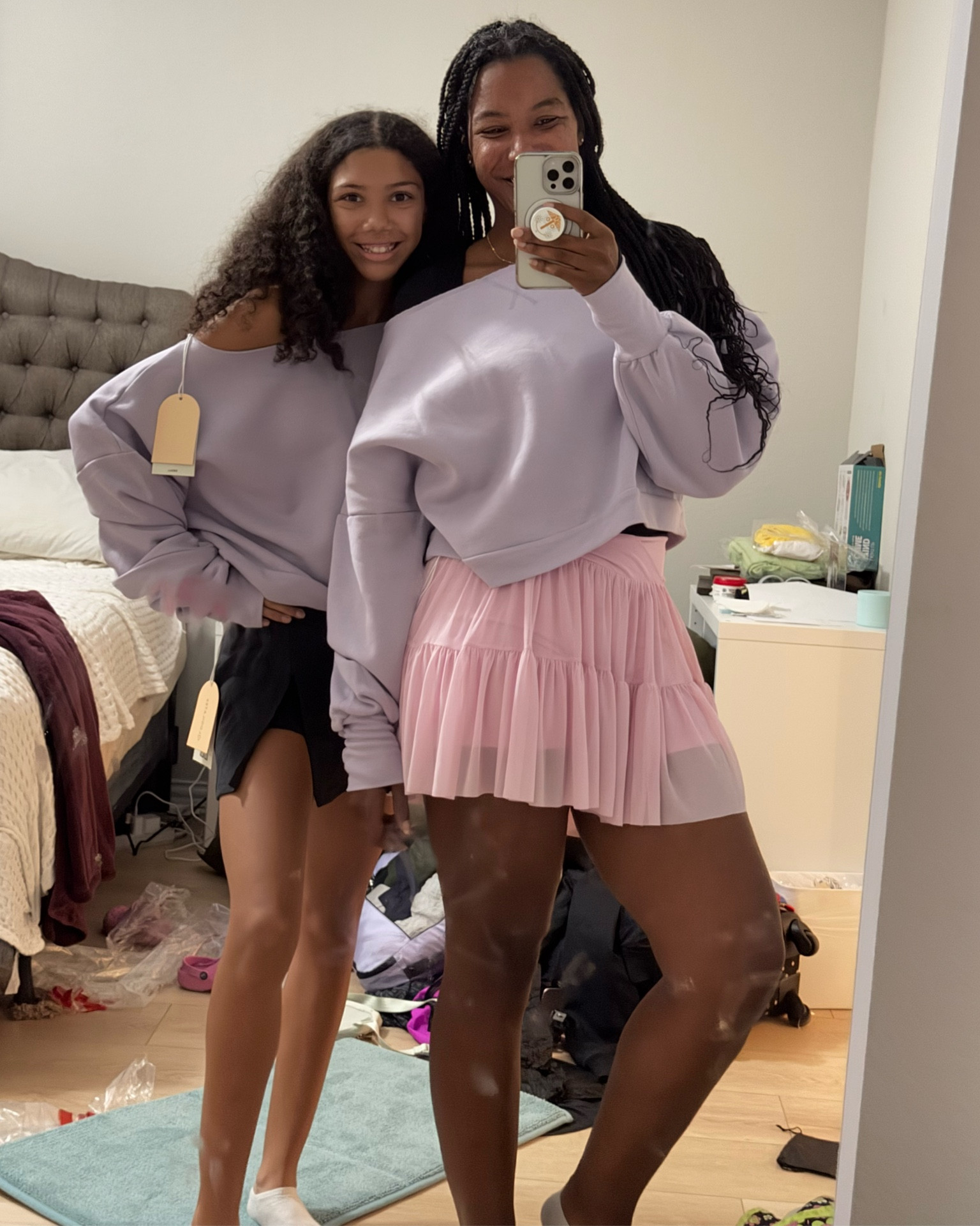 I’m wearing a medium top. Jayda is wearing a small. XS skirt on her and Large on me! 

#LTKFamily #LTKFitness