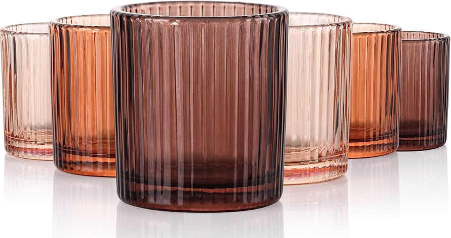 Mini Amber Shot Glasses Set of 6 – 1.5oz Small Vintage Ribbed Glassware, 80s Style Party Cups f... | Amazon (US)