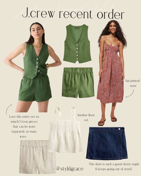 J.crew recent order! 🤍 ordered everything in a small & the skort in a 6.

Matching set, summer dress, summer vest, skort, denim skort, summer set, neutral matching set, mom outfit, mama outfit, casual summer outfit, elevated casual outfit, elevated casual summer outfit 

#LTKfindsunder100