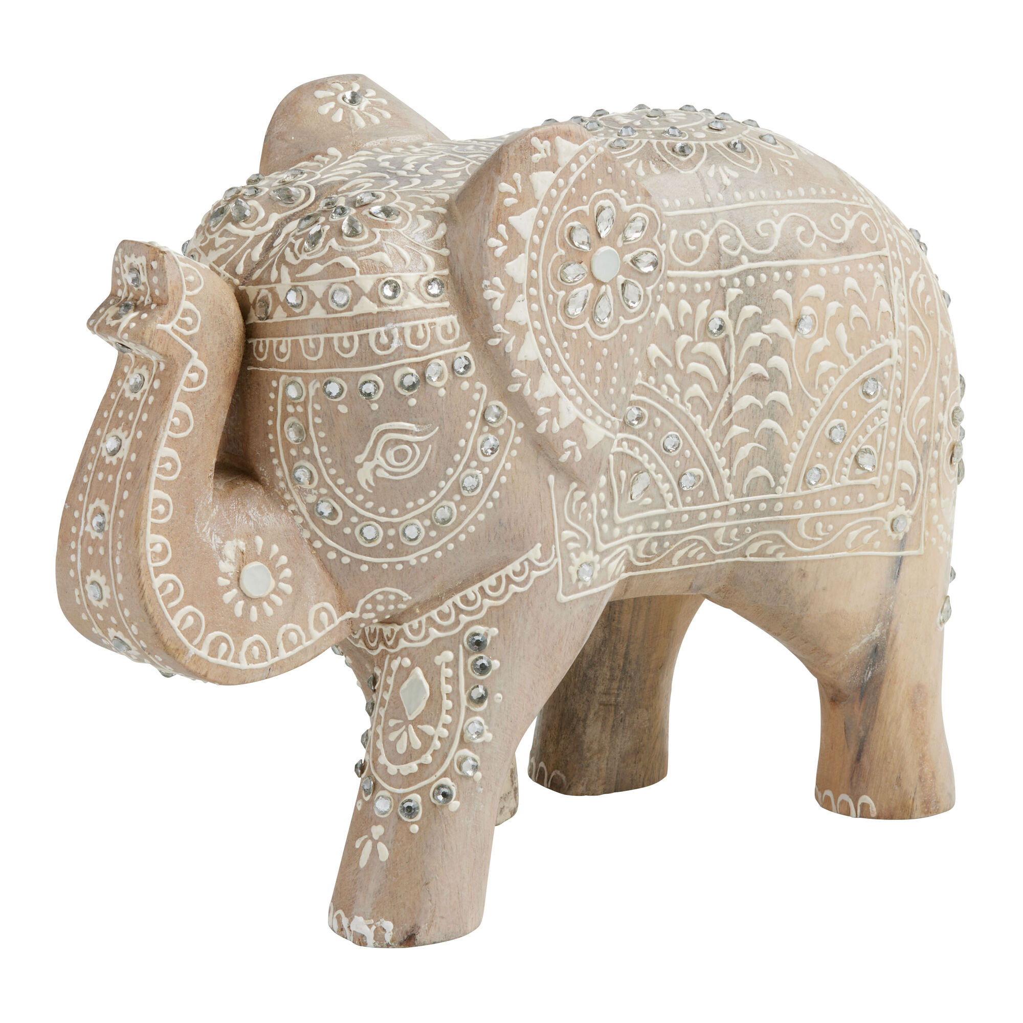 CRAFT Carved Wood Henna Elephant Decor - World Market | World Market