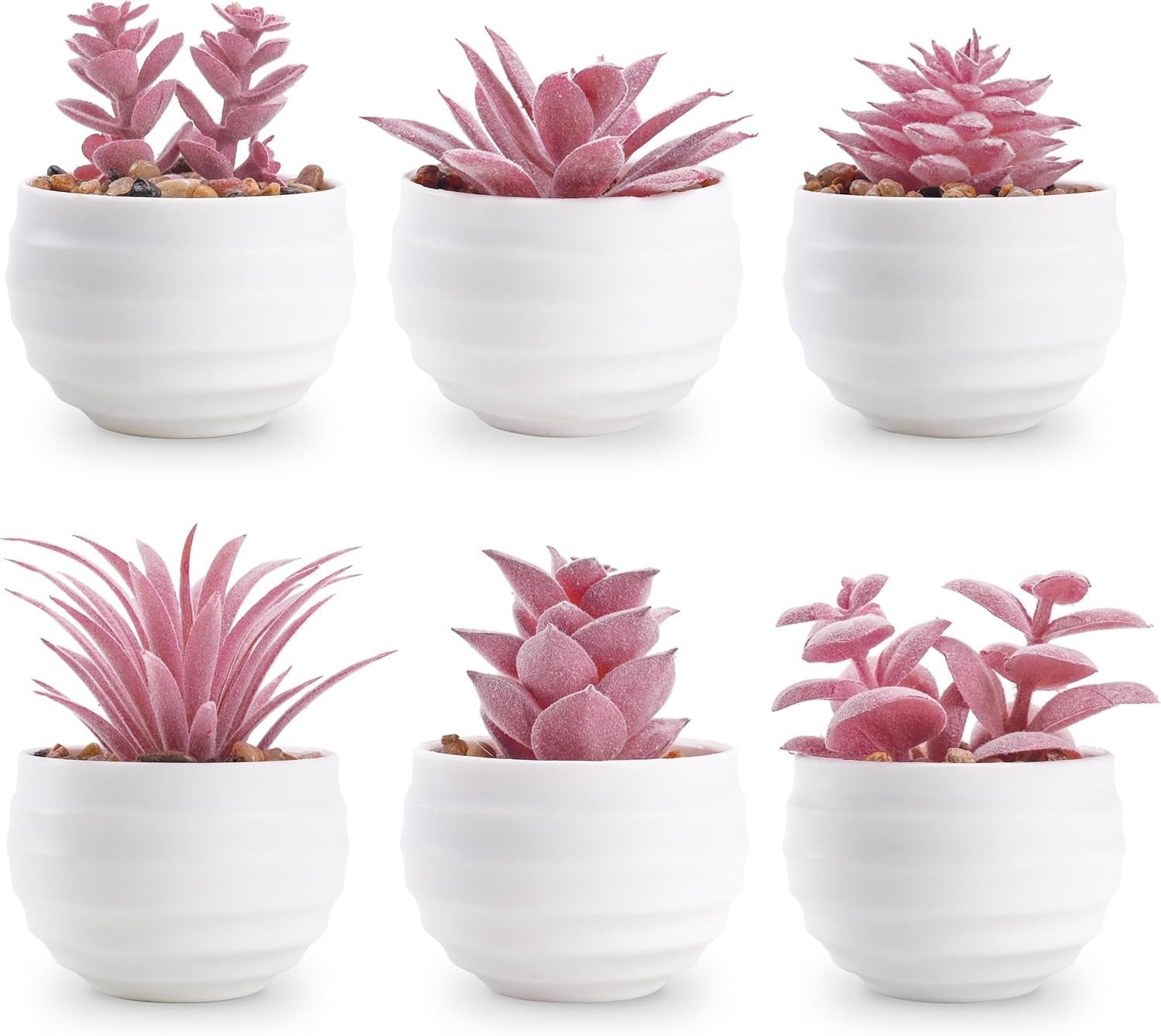 Der Rose Set of 6 Pink Succulents Plants Artificial in Pots Small Fake Plants for Girls Pink Room... | Amazon (US)