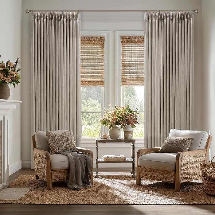 Dark Flax Pinch Pleated Viral Drapes 100 Inches Long 2 Panels Set for Living Room Dining Sliding ... | Amazon (US)
