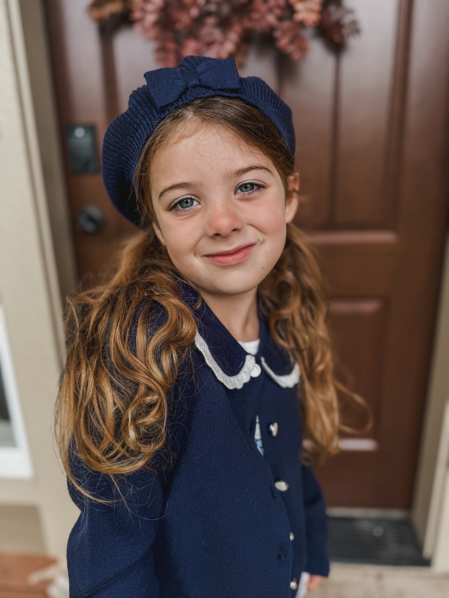 Cutest knit beret and ruffle collar sweater 

#LTKStyleTip #LTKSeasonal #LTKKids