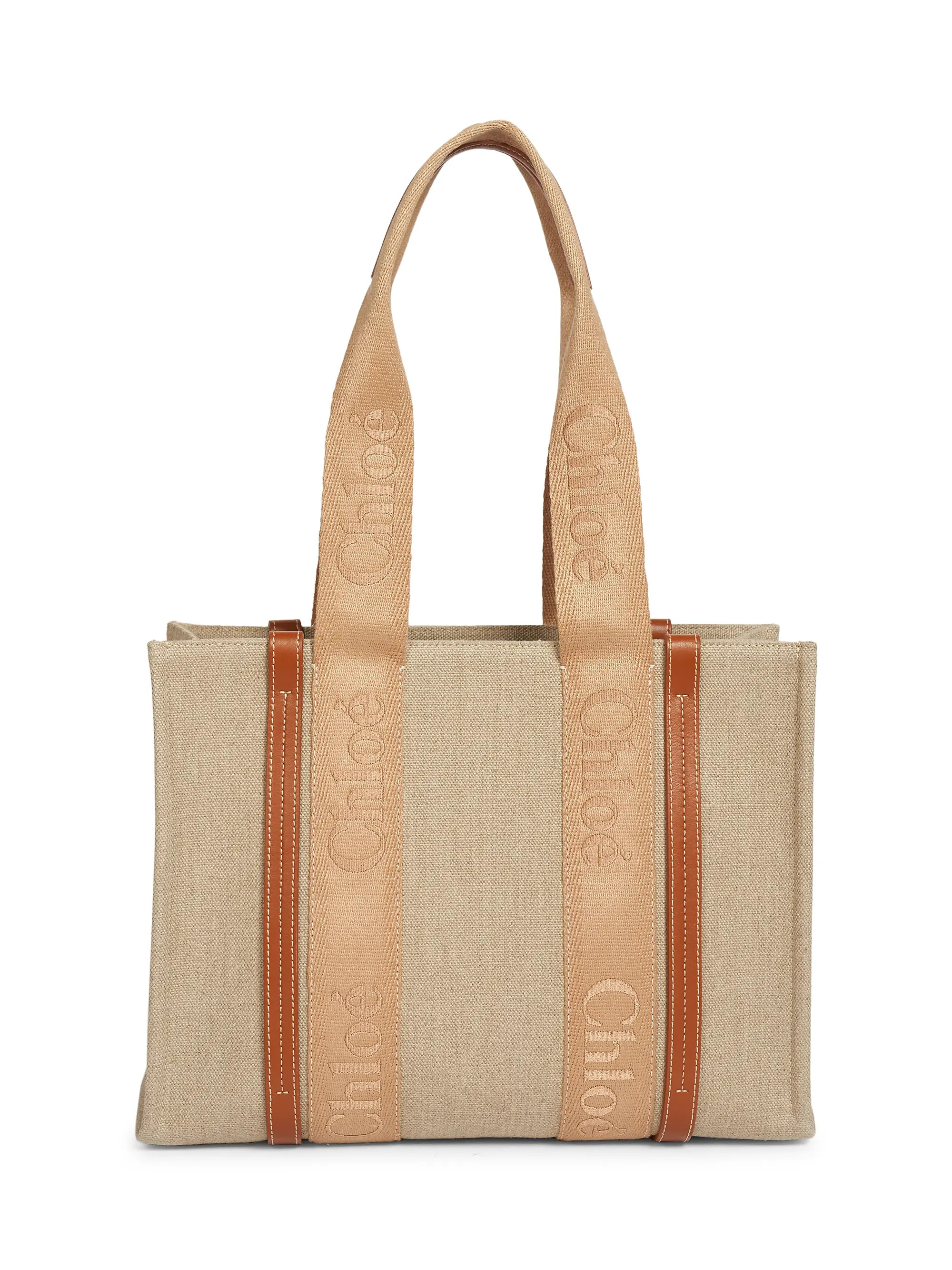 Medium Woody Linen Tote Shoulder Bag | Saks Fifth Avenue