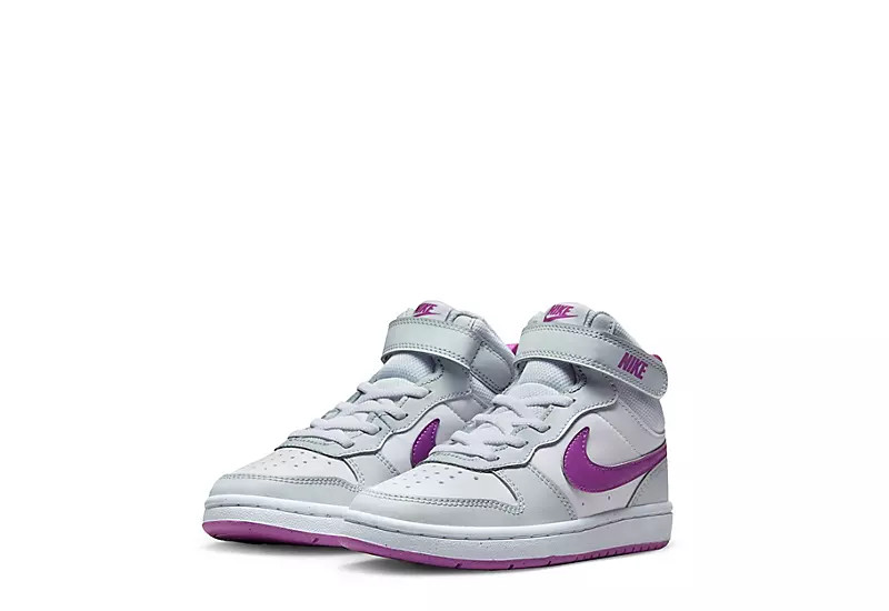 Nike Girls Little Kid Court Borough 2 Mid Top Sneaker - Platinum | Rack Room Shoes