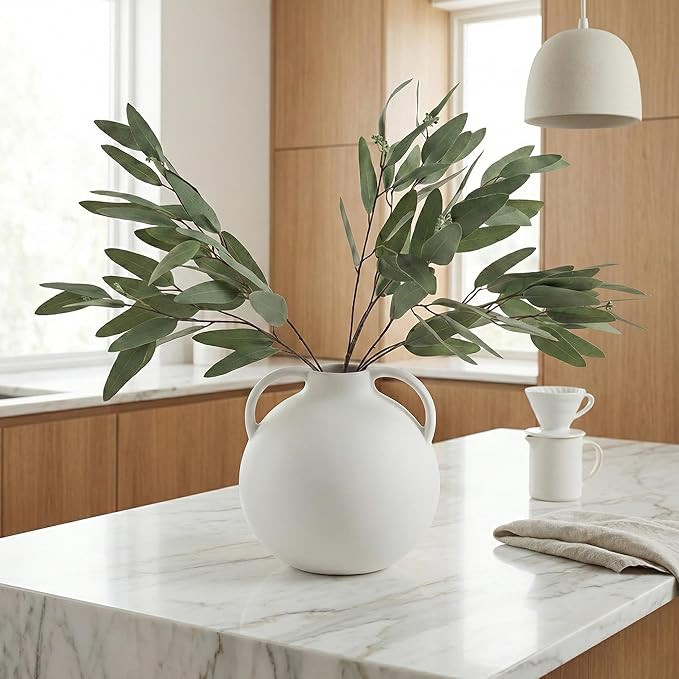 ANNIE&PANDA 3 Pack Faux Artificial Eucalyptus Stems with Faux Seeds 31'' Tall Fake Plants Leaves ... | Amazon (US)