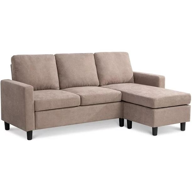 SOBANIILO Sectional Sofa, Tan Fabric - Walmart.com | Walmart (US)