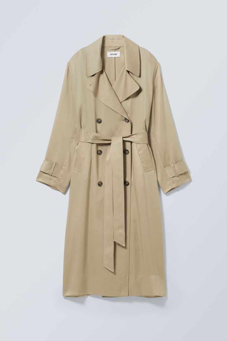 Evelyn Relaxed Lyocell Trench Coat  - Beige - Ladies | H&M GB | H&M (UK, MY, IN, SG, PH, TW, HK)