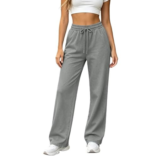 Sweatpants for Women Baggy Casual Drawstring Elastic Waist Straight Leg Sweat Pants Lounge Comfy Fashion Joggers Fall Clothes Womans Sweatpants Gray Medium | Amazon (US)