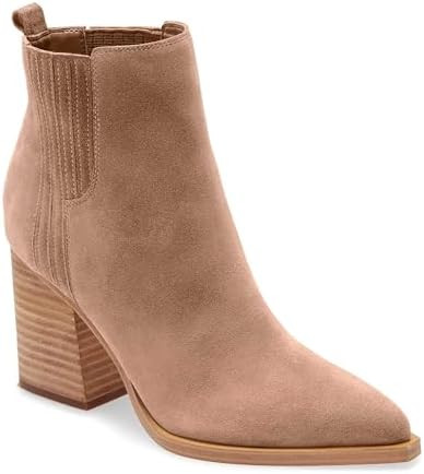 Imily Bela Womens Ankle Boots Pointed Toe Chunky Stacked Mid Heeled Faux Suede Leather Booties | Amazon (US)