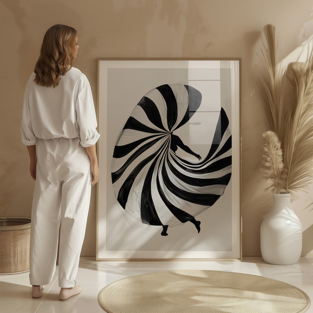 Dynamic Swirl Abstract Black and White Wall Art Print, Modern Minimalist Wall Art, Abstract Wall ... | Etsy (US)