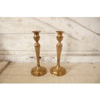 Vintage Brass Candlestick Holders - Hollywood Regency Pair Of Tall Hexagon Candleholders Dining Table Centerpiece Candlesticks | Etsy (US)