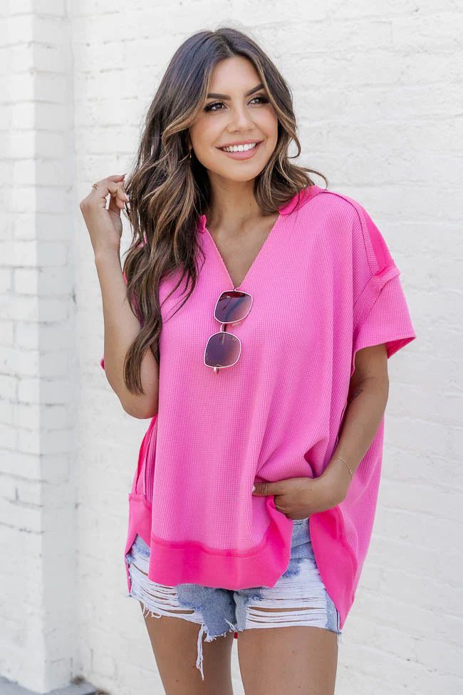 Best Moves Pink Raw Hem Blouse | Pink Lily