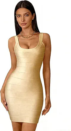 meilun Bodycon Bandage Dress Women's Classic Strap Pencil Cocktail Party Club Mini Dress | Amazon (US)