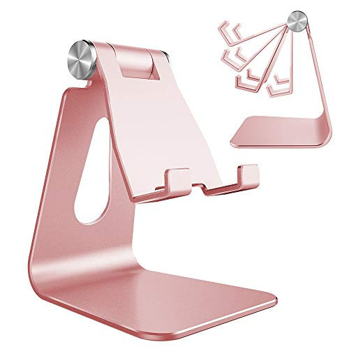 CreaDream Adjustable Cell Phone Stand, Phone Stand, Cradle, Dock, Holder, Aluminum Desktop Stand Compatible with Phone 16 15 14 13 12 11 Pro Max Plus SE, Accessories Desk, All Mobile Phones-Rose Gold | Amazon (US)