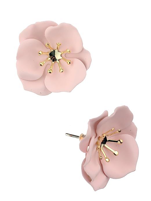 Women's Metal Matte 25mm Flower Petal Stud Pierced Earrings | Amazon (US)