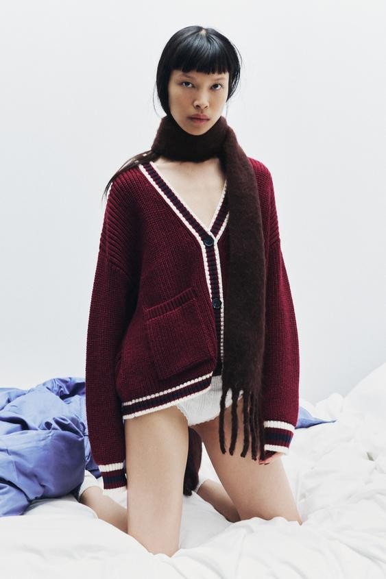 KNIT JACKET WITH PIPING | Zara US