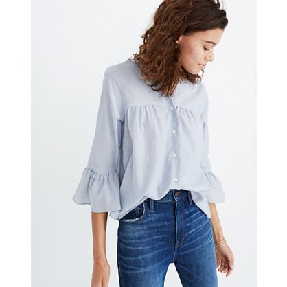 Veranda Bell-Sleeve Shirt in Stripe | Madewell