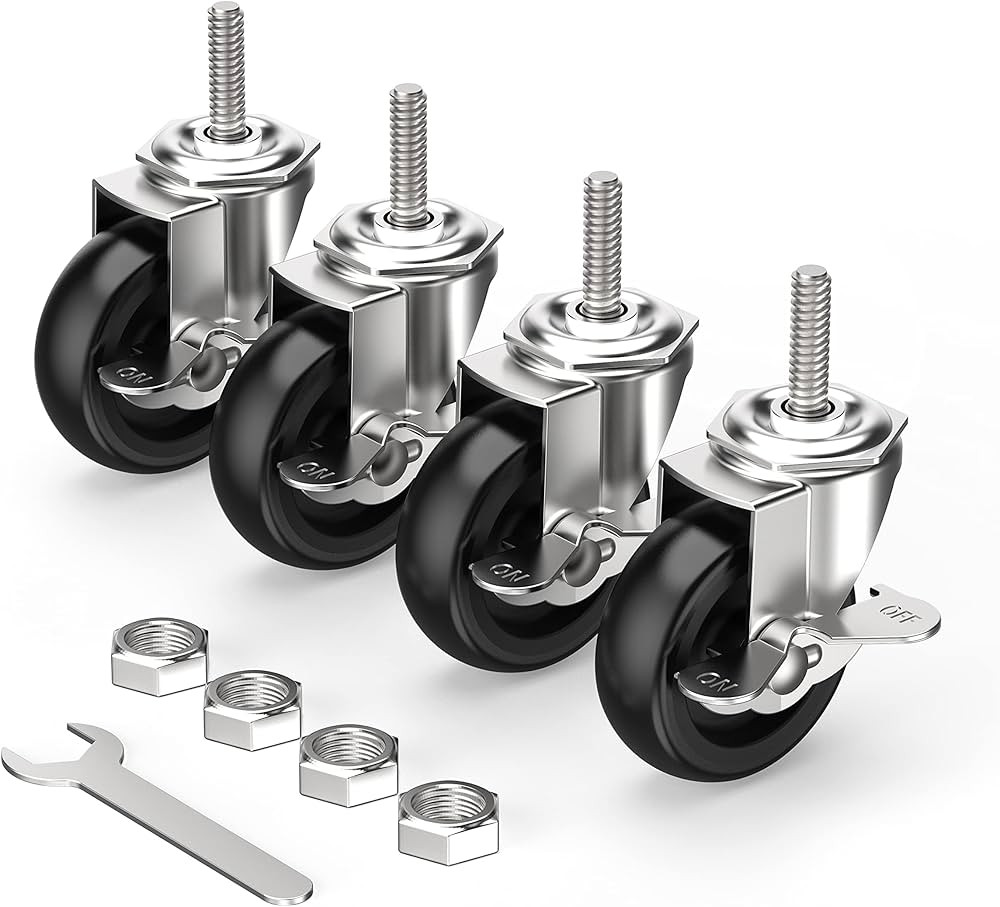 HOLKIE Caster Wheels 3 inch Locking Stem Casters, 5/16" -18 x 1-1/2" (Stem Diameter 5/16", Stem L... | Amazon (US)