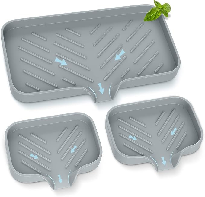 Kitchen Soap Tray,Kitchen Sink Tray Sponge Tray Kitchen Sponge Holder Self Draining Premium Silic... | Amazon (US)