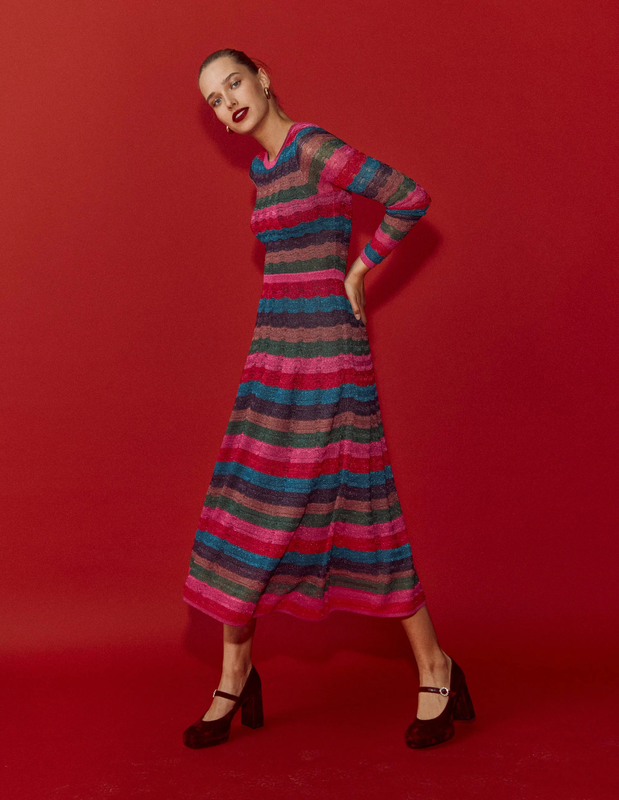 Metallic Wave Dress-Multi Stripe | Boden (US)