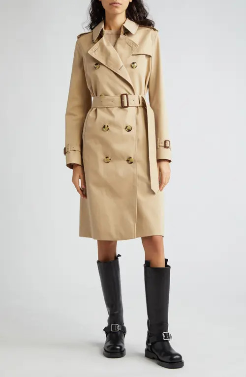 burberry Kensington Double Breasted Trench Coat in Honey at Nordstrom, Size 0 | Nordstrom