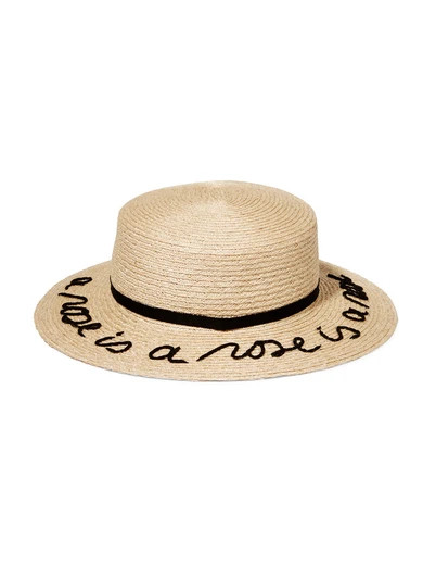 Brigitte suede-embroidered woven hemp sunhat | NET-A-PORTER (UK & EU)