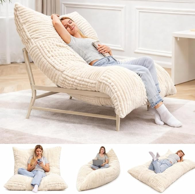 HOMRELEXA Modern Accent Chair, Giant Bean Bag Lounge Chairs with Sturdy Metal Frame & Washable Co... | Amazon (US)