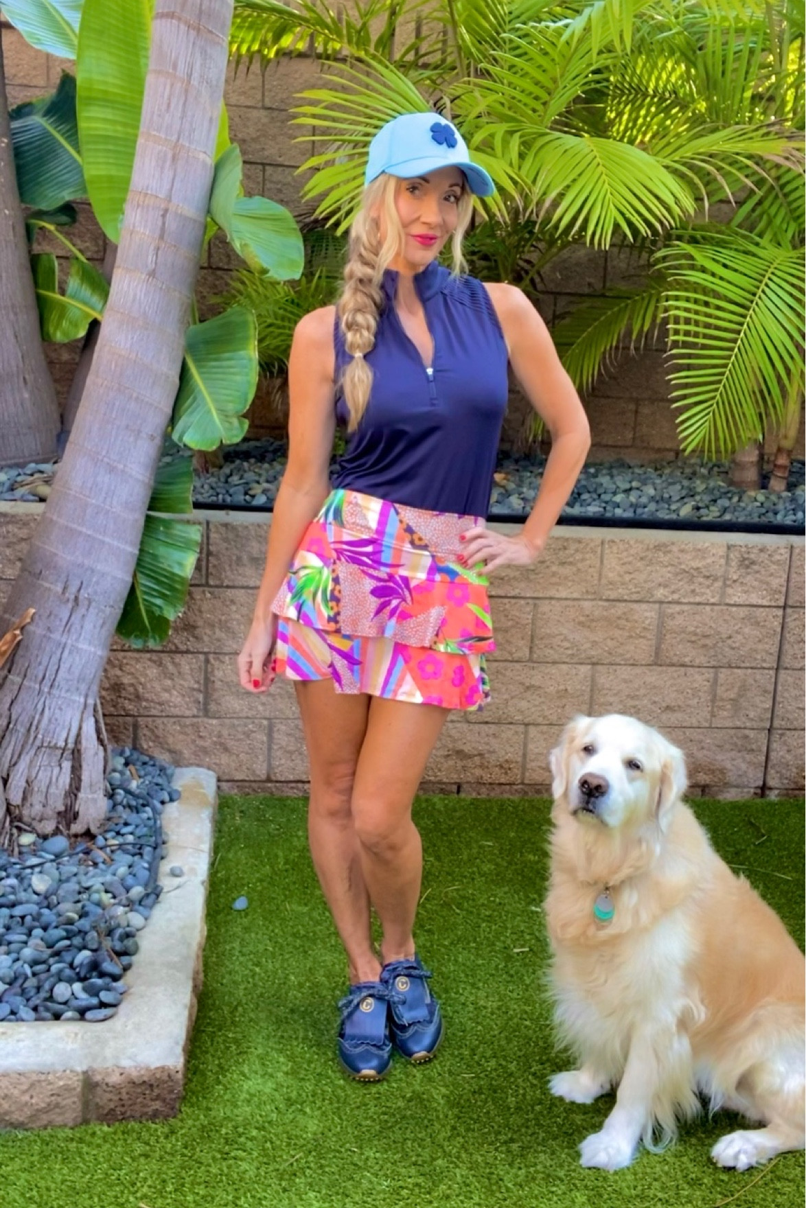 Women’s golf fashion | colorful golf skirt | blue hat. How beautiful is this golf outfit?! I’m obsessed!
Polo-SML JoFit
Skirt-Med DonaJo
Shoes-9 Duca del cosma 
Hat- SML/Med Black Clover 15% off on website with KATANA15 
#golf #golffashion #ltksports

#LTKfindsunder50 #LTKGiftGuide #LTKHoliday