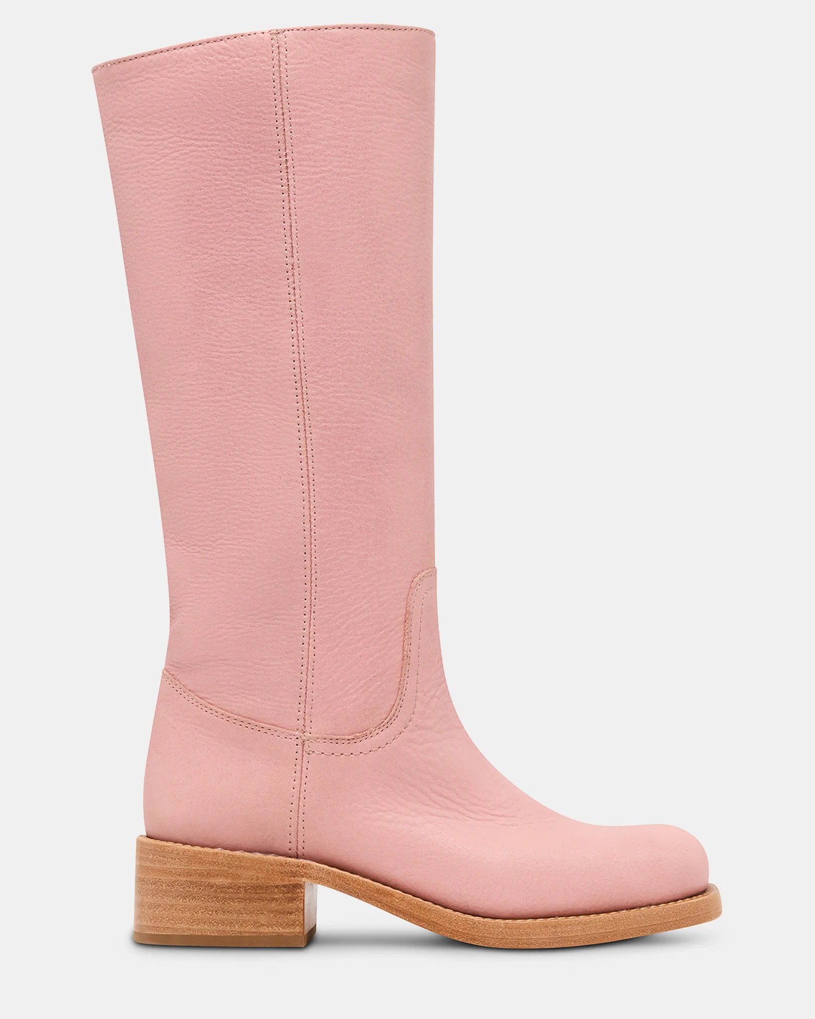 RIGGS Pink Leather Square-Toe Women's Boot | Steve Madden (US)