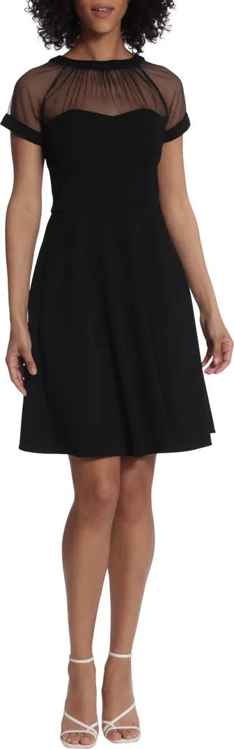 Mesh Yoke Fit & Flare Dress | Nordstrom