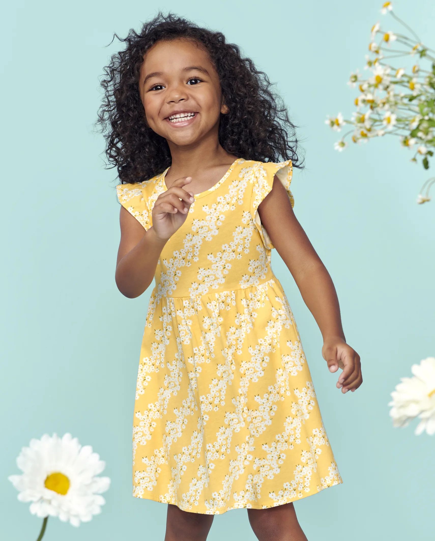 Baby And Toddler Girls Daisy Babydoll Dress - sunset gold | The Children's Place