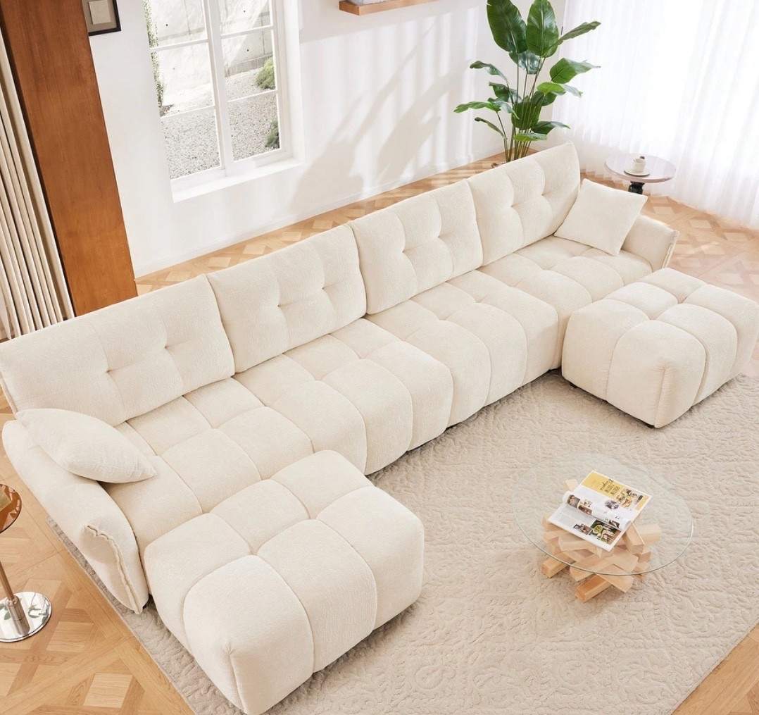 Modular 4-Seat Chenille Sofa Set with 2 Ottomans, High-Resilience Cushions and Solid Wood Frame #ltklivingroomfurniture

#LTKSaleAlert #LTKHome