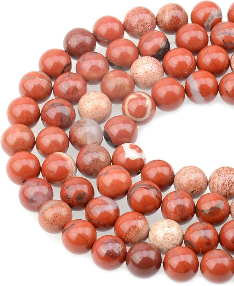 LPBeads 100PCS 8mm Natural Red Jasper Gemstone Round Loose Beads for Jewelry Making with Crystal ... | Amazon (US)