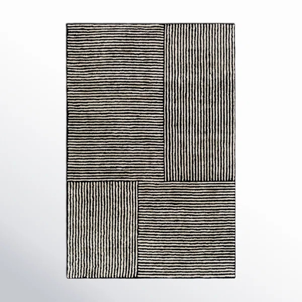 Balos Hand Tufted Viscose Black/Ivory Rug | AllModern