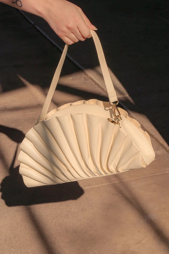 Always a Fan Bone Pleated Fan Clutch | Lulus (US)
