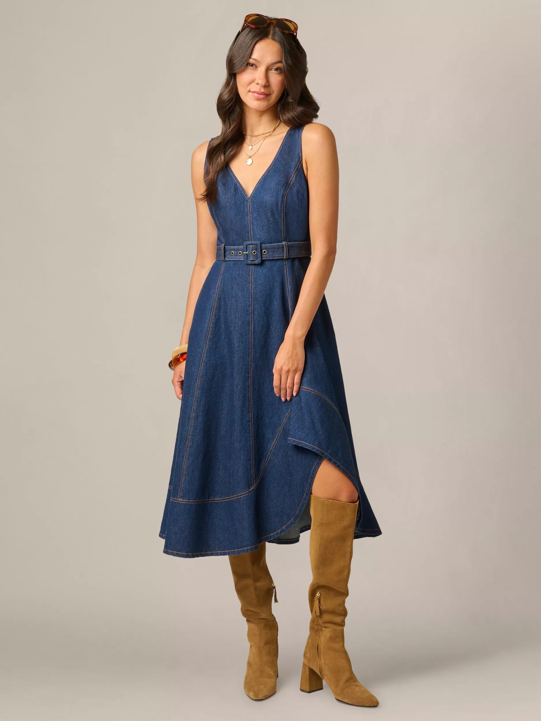 Hitch Skirt Denim Dress, Navy | John Lewis (UK)