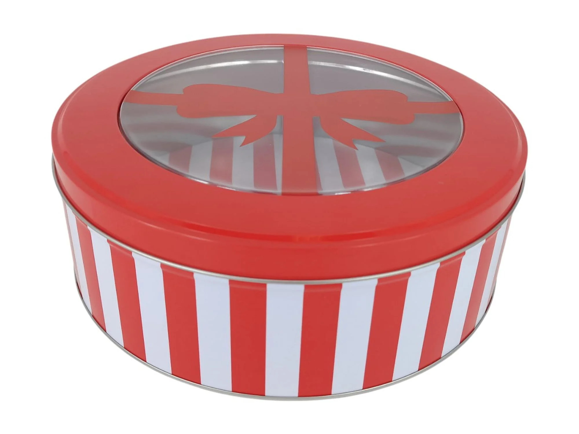 Striped Large Round Window Gift Tin, Red and White, 9.75" x 3.75", 1 Count, by Holiday Time | Walmart (US)