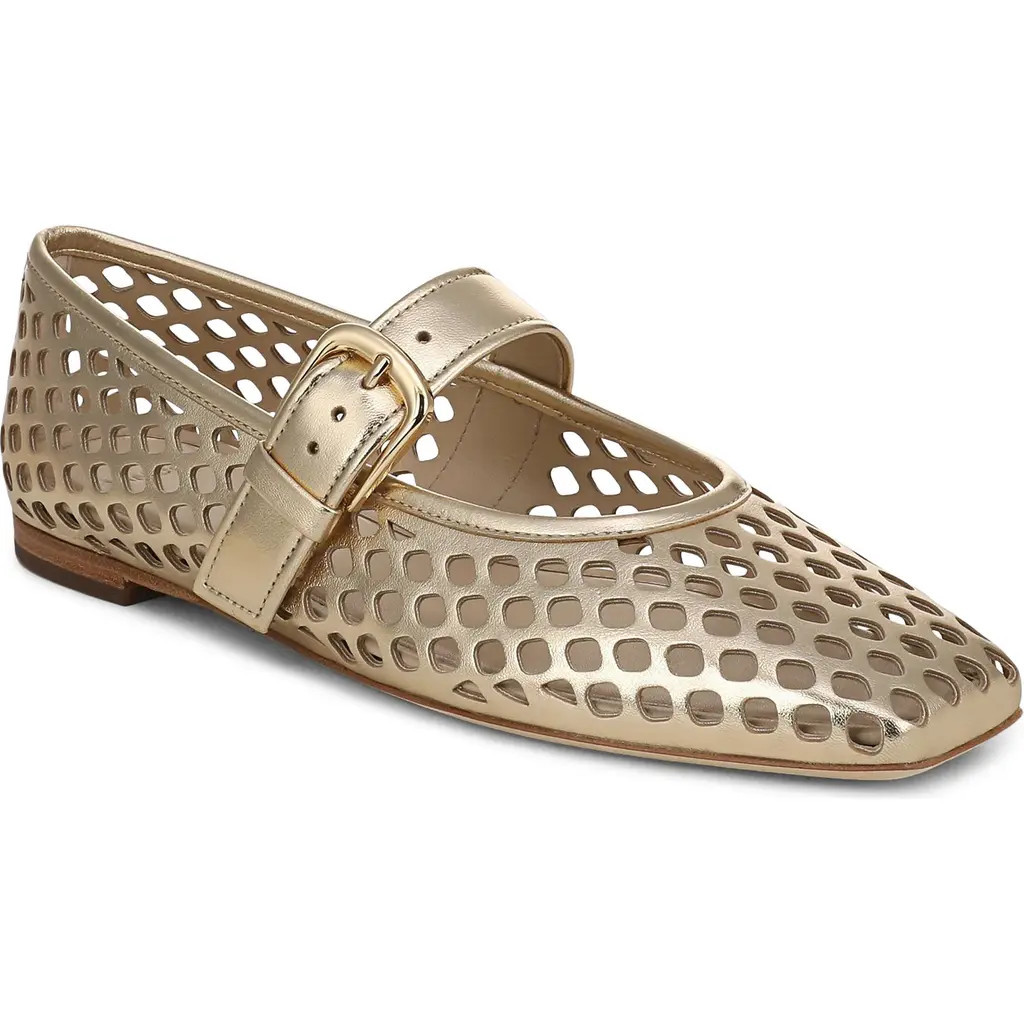 Vince Daniela Perforated Mary Jane Flat in Champagne at Nordstrom, Size 10 | Nordstrom