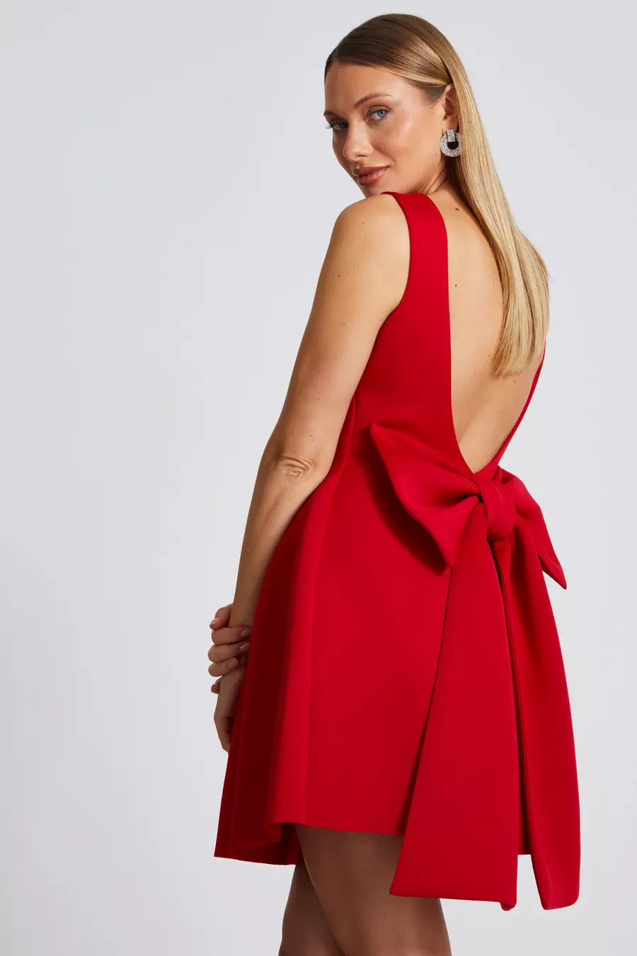 Red Bow Skater Dress | Quiz Clothing