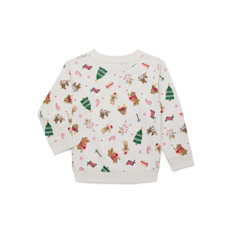 Christmas Toddler Girls’ Sweatshirt with Long Sleeves from Holiday Time, Sizes 12M-5T | Walmart (US)