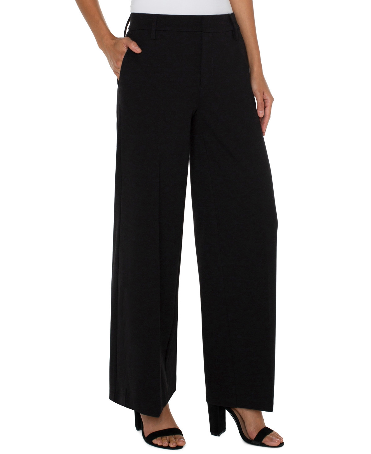 Liverpool Los Angeles Petite Kelsey Wide-Leg Trousers - Black | Macy's